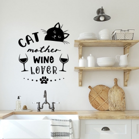 Adhesive vinyls and stickers "wine-loving cats