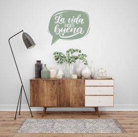 Adhesive decorative vinyls motivational phrases"life is good," 