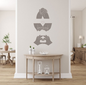 Decorative vinyl stickers intertwined hands heart shape
