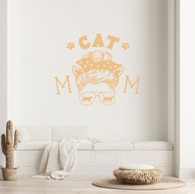 Decorative vinyl glasses mother cats