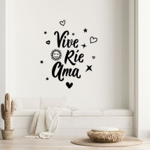 Decorative vinyls and stickers with motivational phrases live, laugh and love