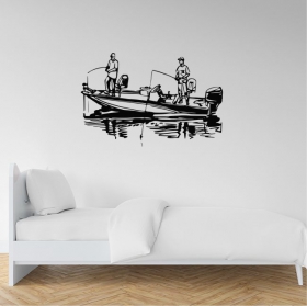 Vinyl stickers of fishermen on a boat