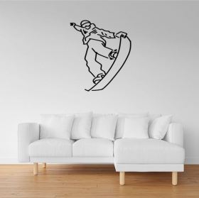 Vinyl stickers practicing snowboarding
