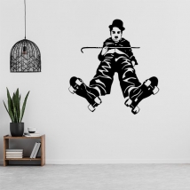 Vinyl stickers charles chaplin with skates