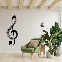 Treble clef adhesive vinyl with keyboard