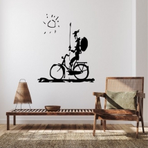 Adhesive vinyl don quixote on bike