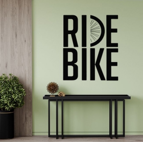 Adhesive vinyl phrases rider bike