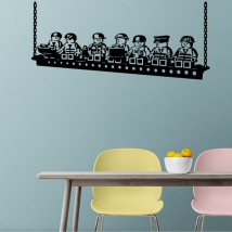 Adhesive vinyl workers on the playmobil beam