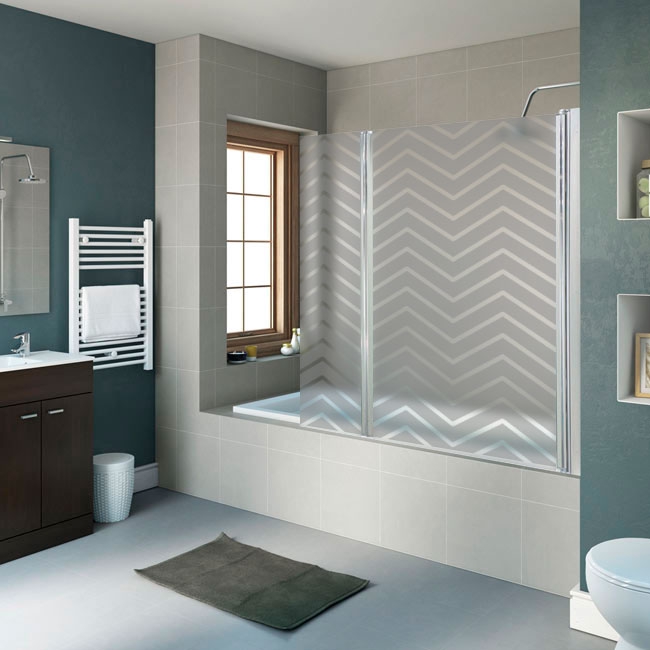 Zigzag line vinyl decals for bathroom shower screens